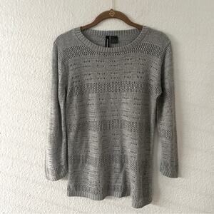 light Grey Open Knit Sweater Top Size Small